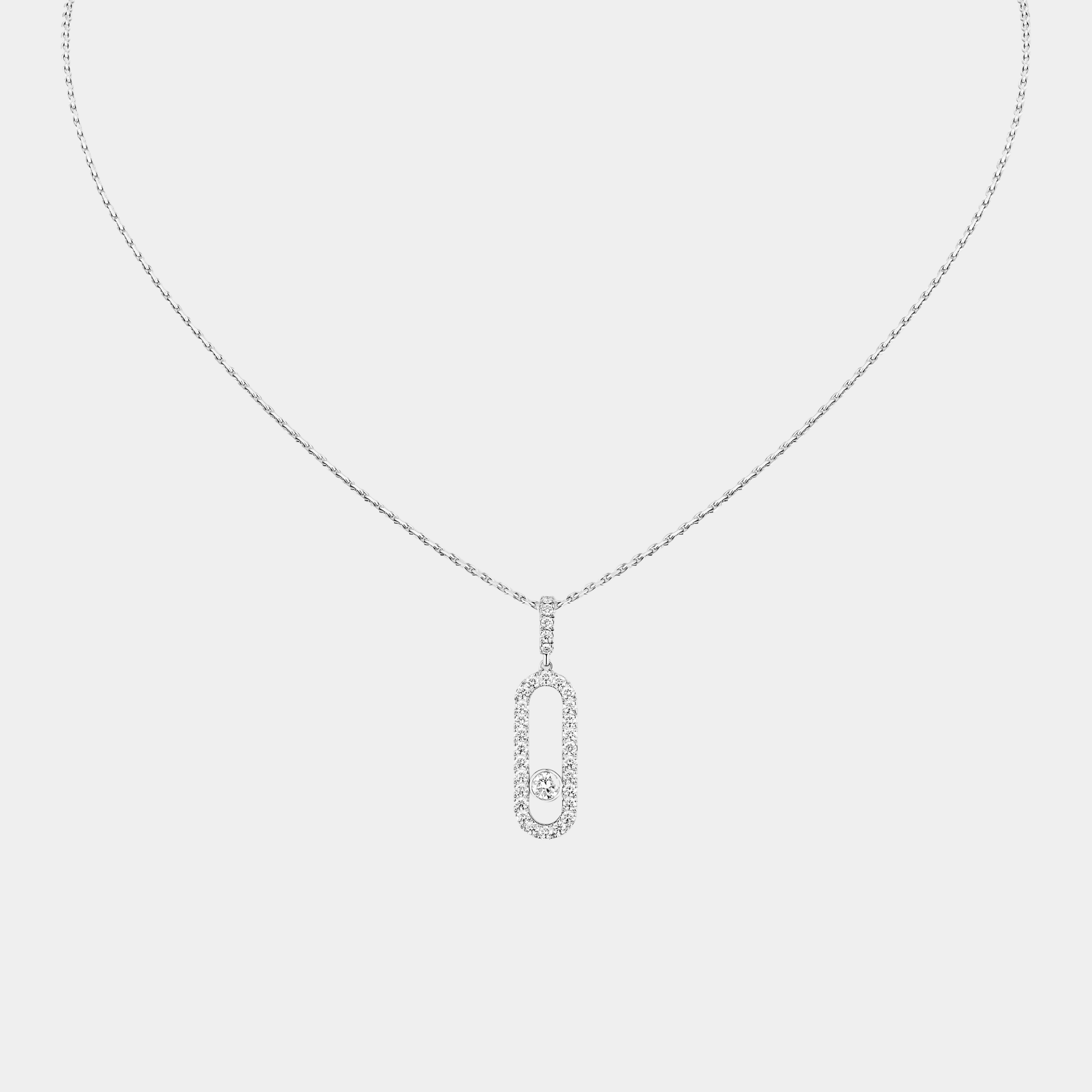 Kinetic Pave Necklace With Moving Diamond Sterling Silver