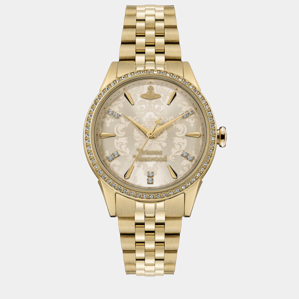 Vivienne Gold Dial Crystal Watch in 18k Gold