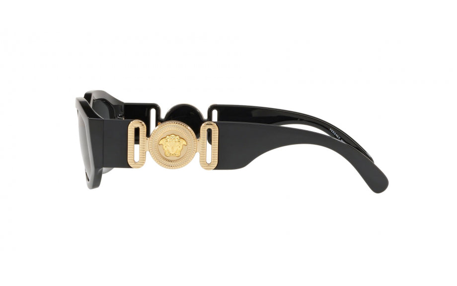 Unisex Medusa Rectangle Frame Sunglasses Side Logo