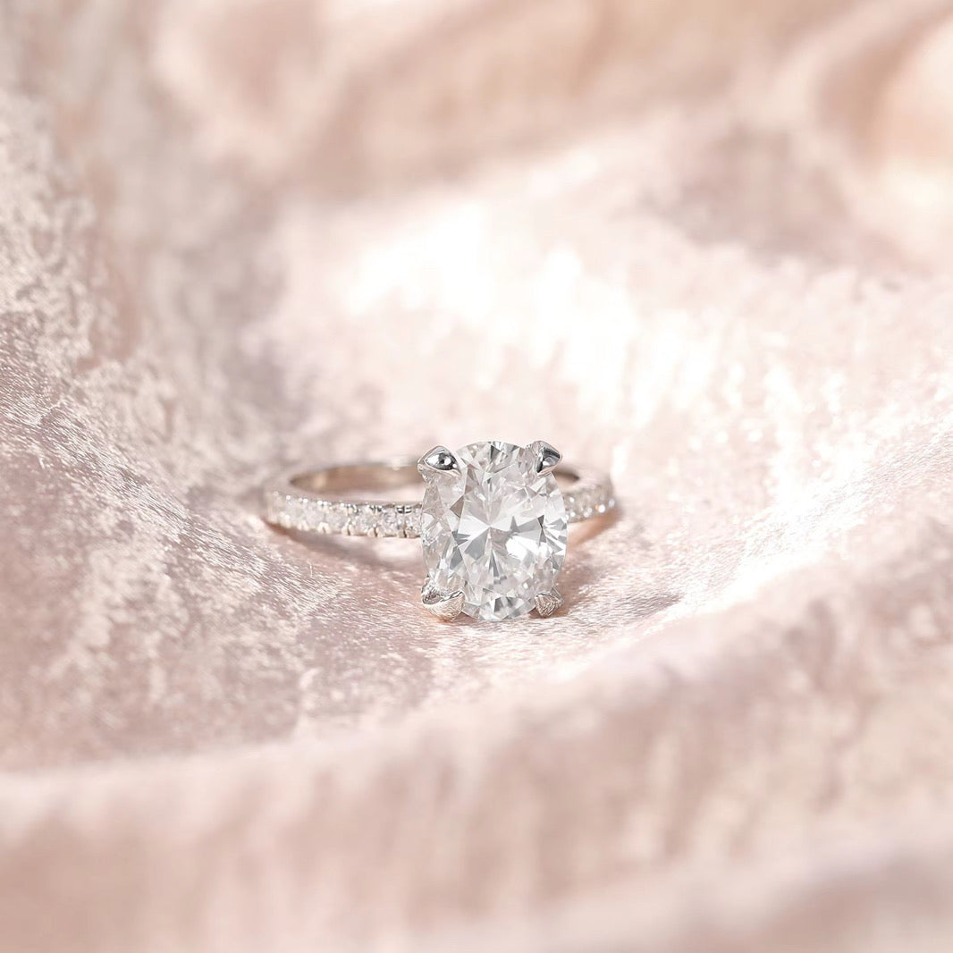 Oval Cut Engagement Ring Diamond Collection Halo S925 Sterling Silver Solitaire Pave