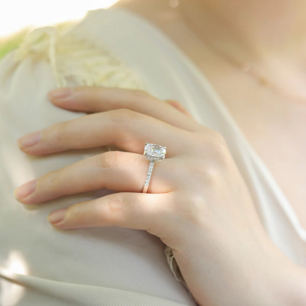Oval Cut Engagement Ring Diamond Collection Halo S925 Sterling Silver Solitaire Pave