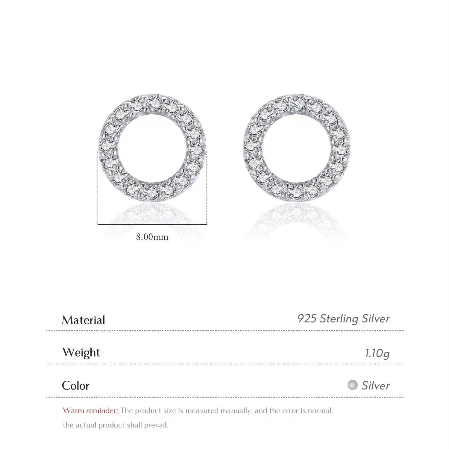 Circle Design Round Diamond Halo Open Stud Earrings S925 Silver Plated