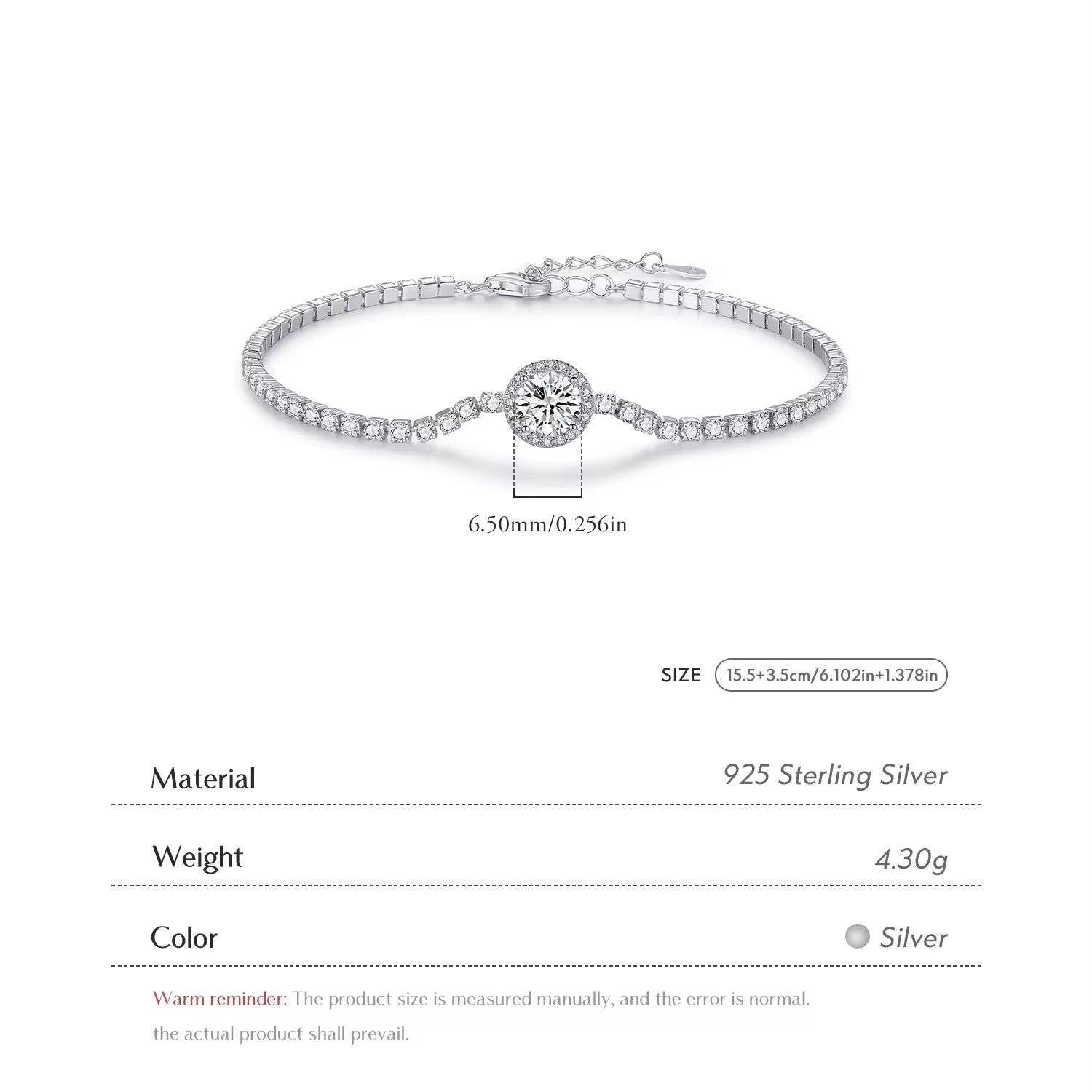 Sparkling Halo Tennis Bracelet S925 Sterling Silver