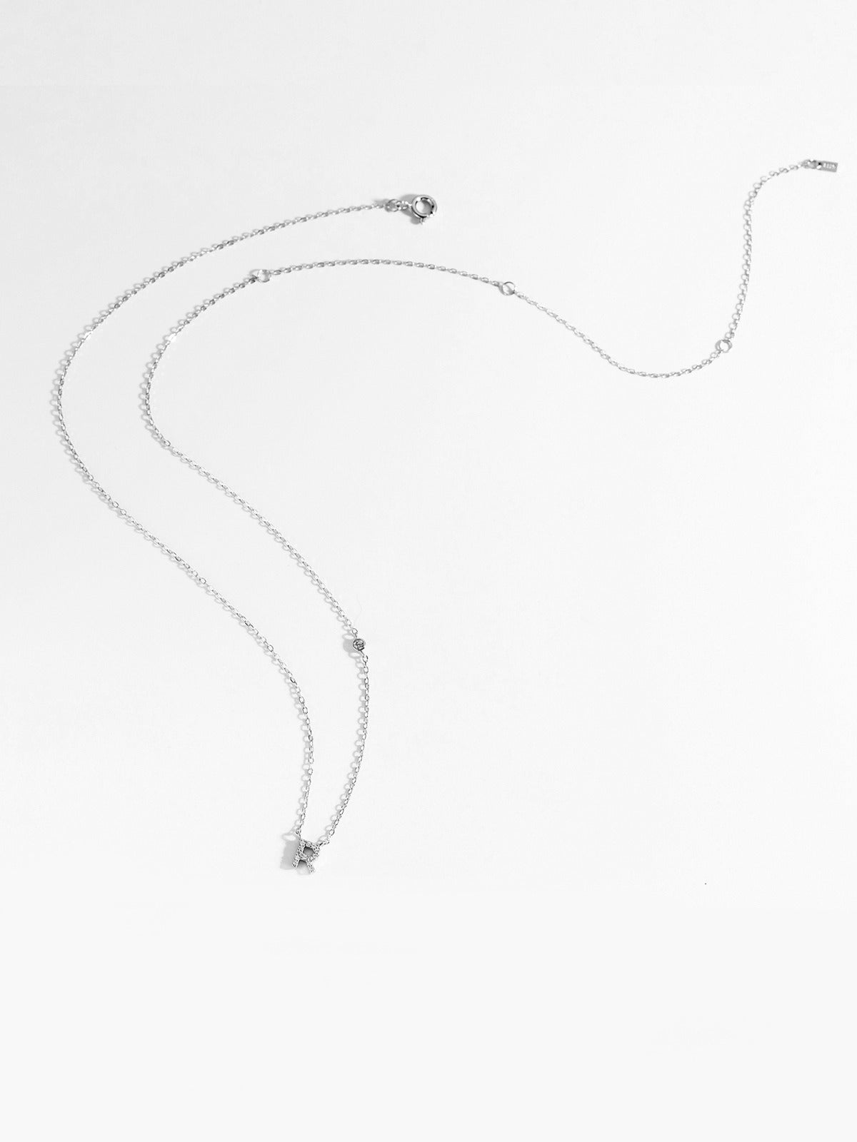Initial Necklace R Letter Pendant Sterling Silver