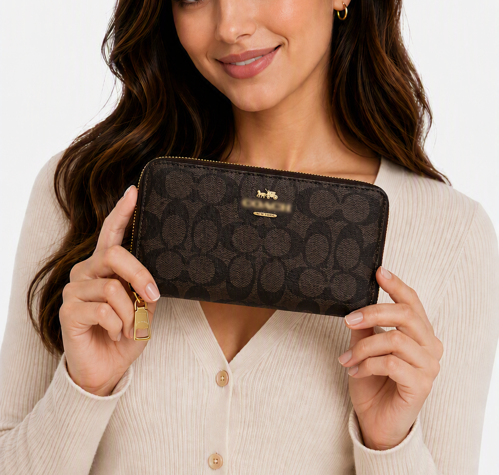 Long Zip Around C Wallet Dark Brown Leather