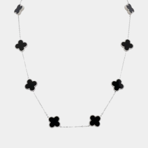 Clover Necklace 10 Motifs Black Stone Silver Four Leaf Clover