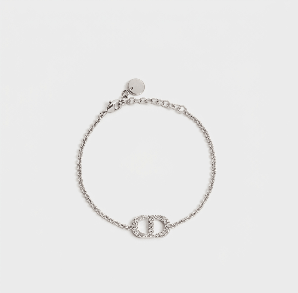 CD Bracelet In Silver & Silver Crystals - Seven Gates