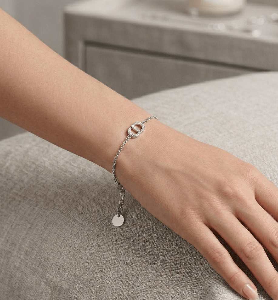 CD Bracelet In Silver & Silver Crystals - Seven Gates