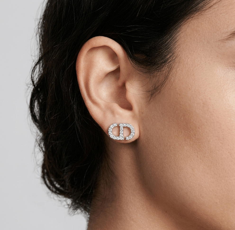 CD Earrings In Silver & Silver Crystals - Seven Gates