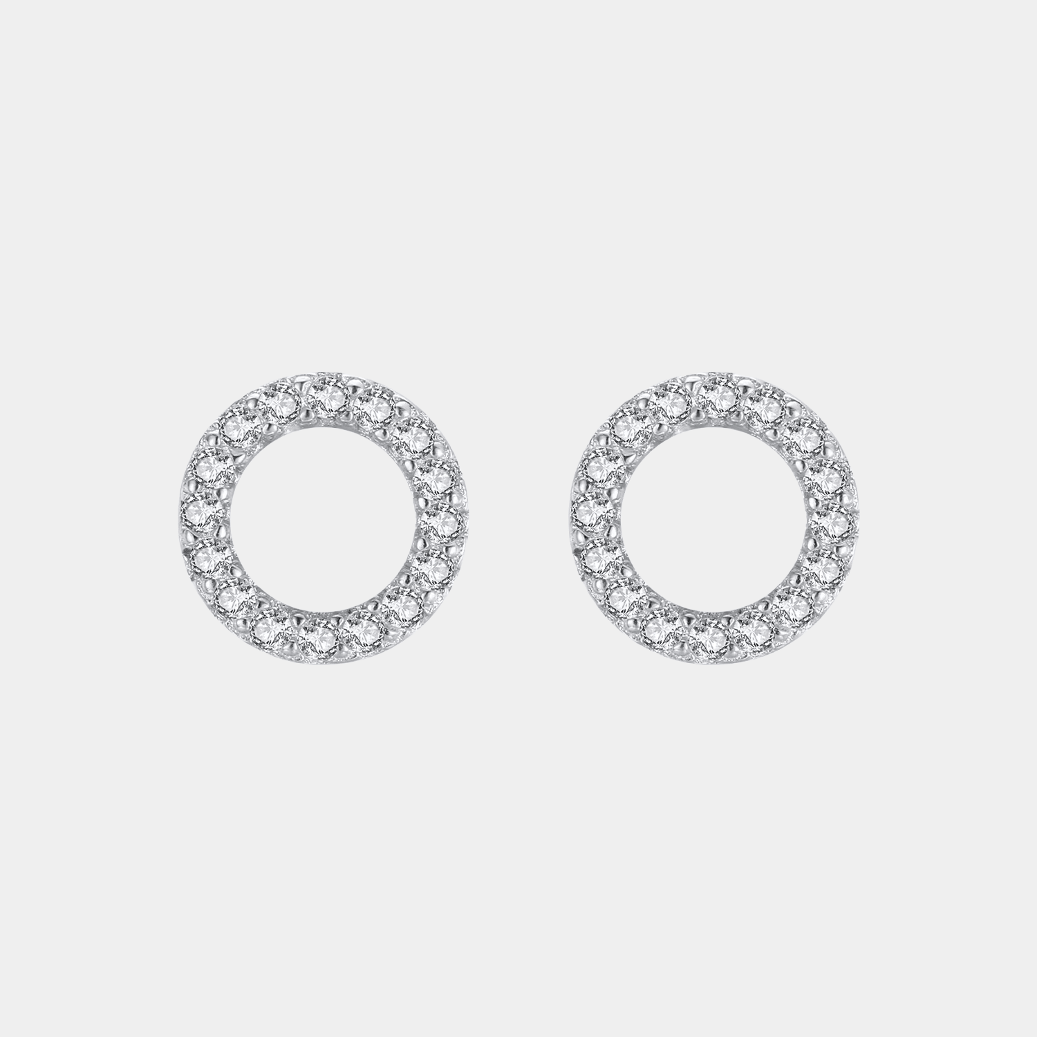 Circle Earrings Round Diamond Halo Open Stud Earrings S925 Silver Plated - Seven Gates