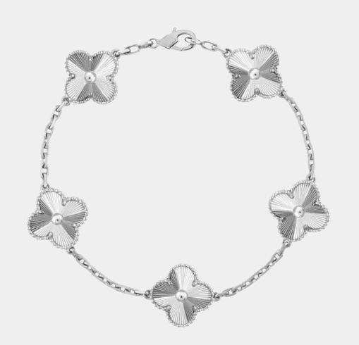 Clover Bracelet Full Silver Lucky Clover Four Leaf Flower Silver Charm Bracelet - Seven Gates