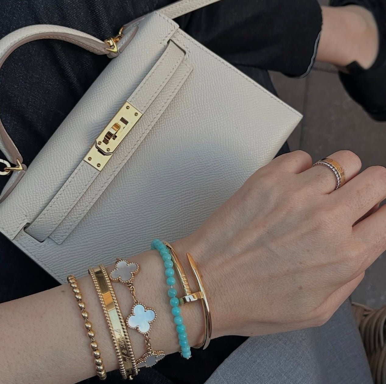Clover Bracelet Mother of Pearl Four Leaf Flower 18k Gold Charm Bracelet - Seven Gates