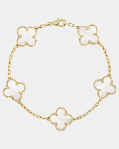 Clover Bracelet Mother of Pearl Four Leaf Flower 18k Gold Charm Bracelet - Seven Gates