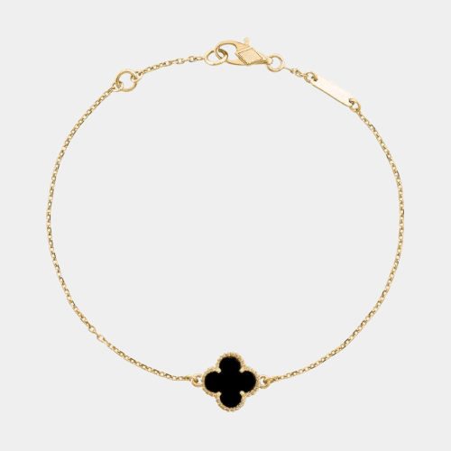 Clover Bracelet Onyx One Four Leaf Flower 18k Gold Bracelet - Seven Gates