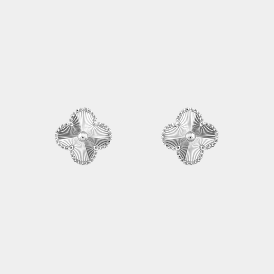 Clover Earrings Stud Style Full Silver - Seven Gates