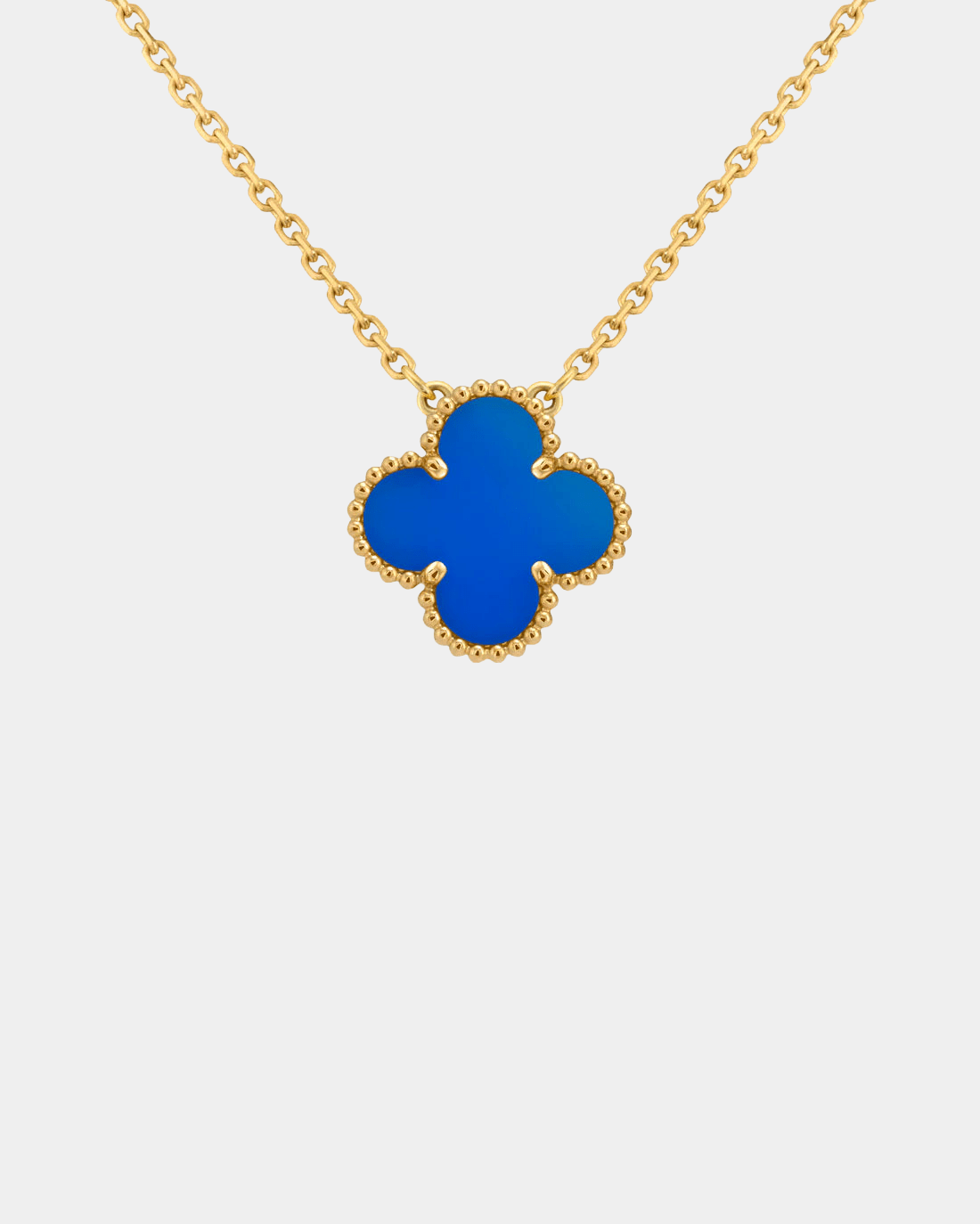 Clover Necklace Four Leaf Blue Agate 18k Gold Pendant Necklace - Seven Gates