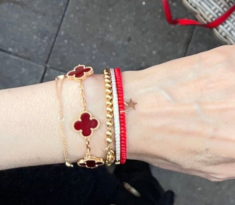 Clover Set Carnelian Gemstone Necklace With Matching Bracelet 18k Gold - Seven Gates