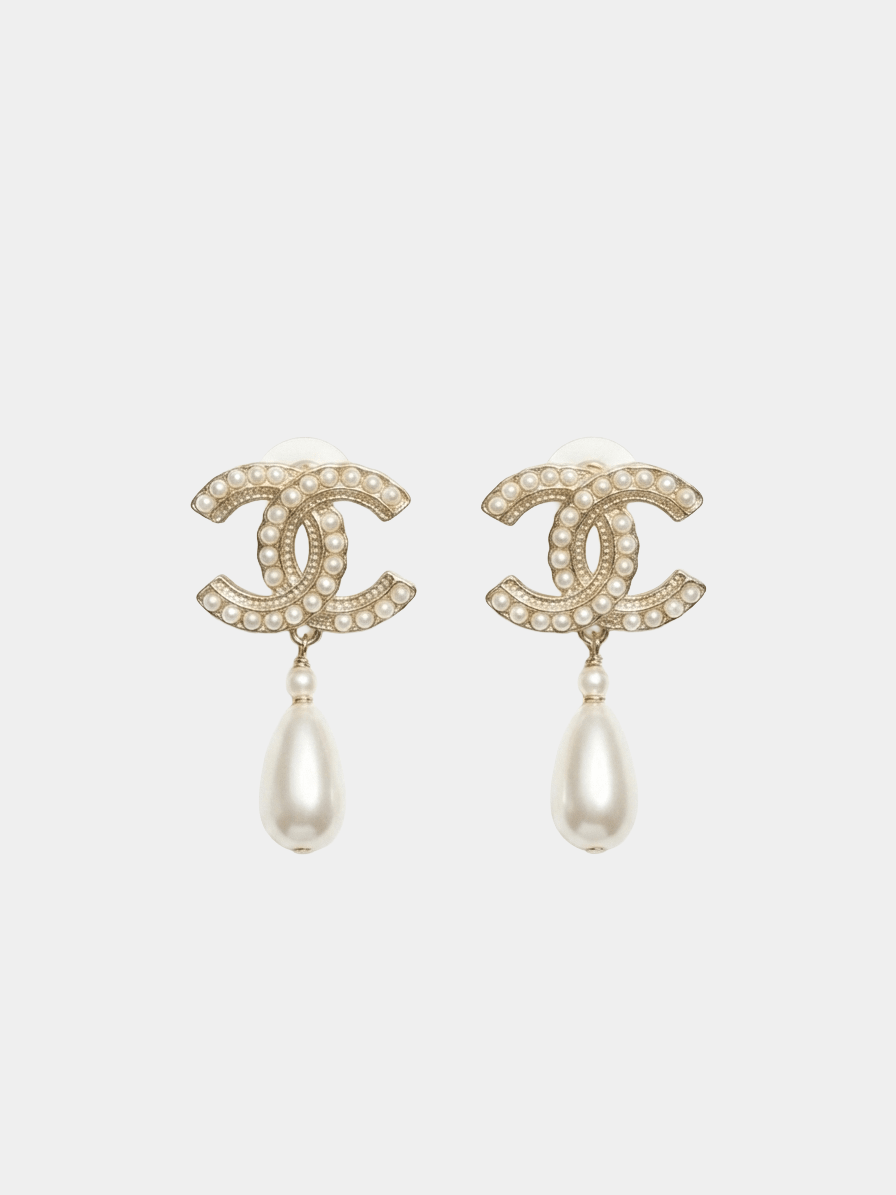 Drop CC Earrings with Pearls 18k Gold - Seven Gates