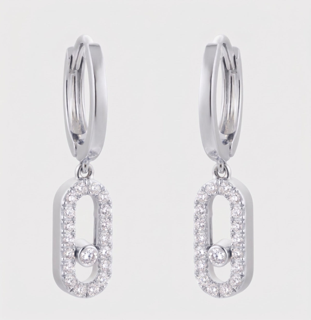 Drop Earrings Pave Move Diamond In Silver - Seven Gates