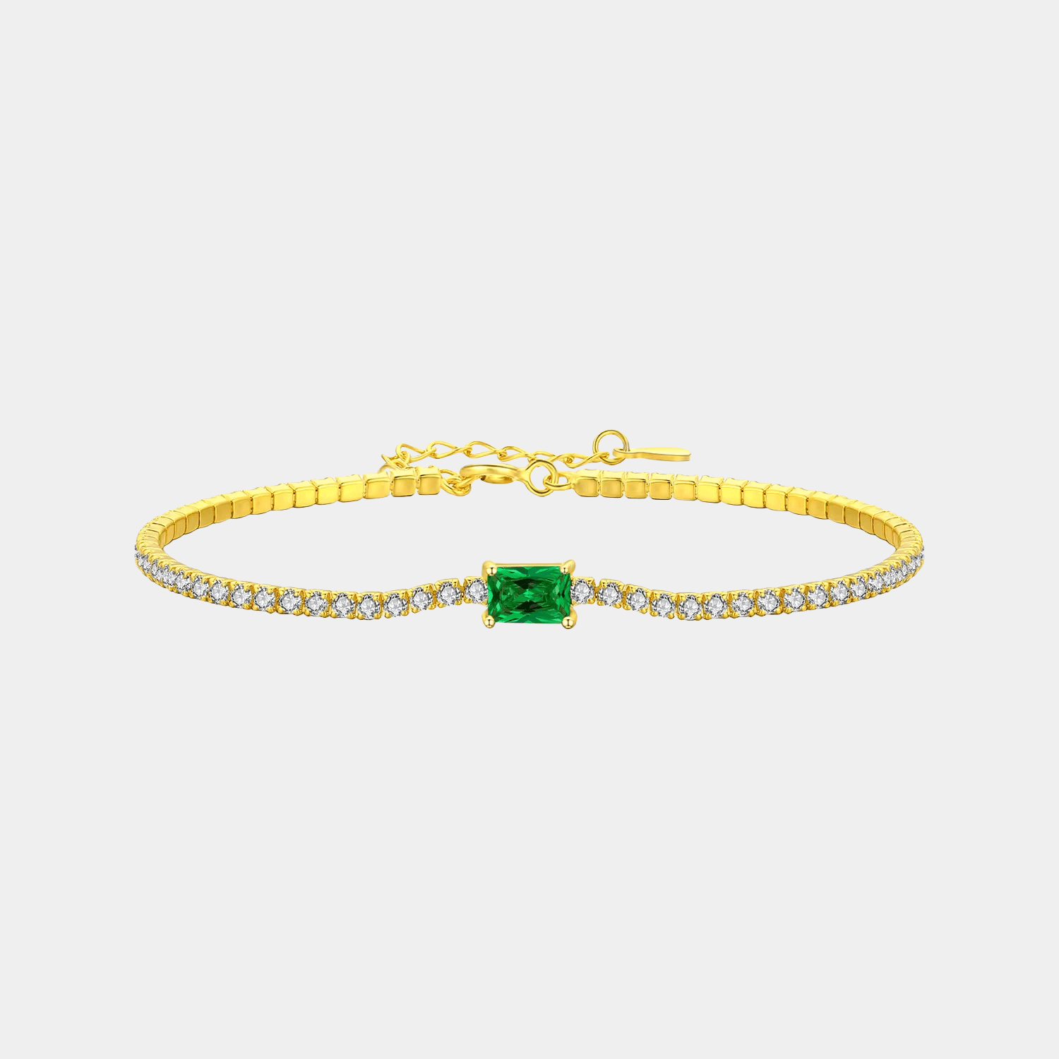 Emerald Halo Tennis Bracelet 18k Gold - Seven Gates