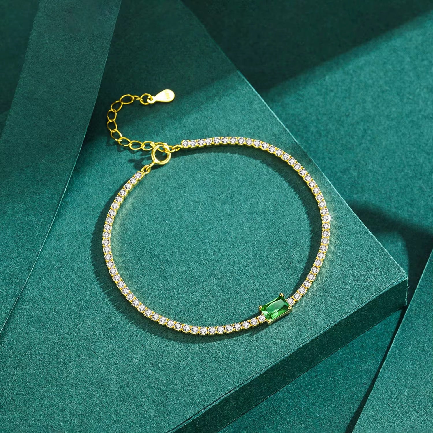 Emerald Halo Tennis Bracelet 18k Gold - Seven Gates