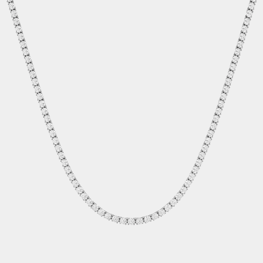 Fine Tennis Necklace Chain Silver Pavé Stones - Seven Gates