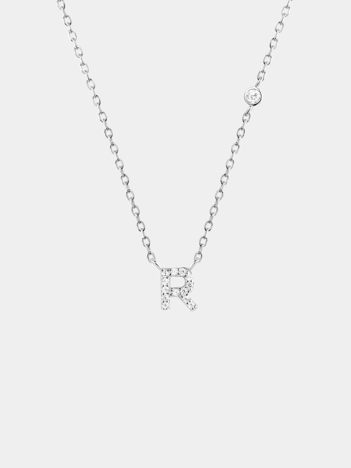 Initial Necklace R Letter Pendant Sterling Silver - Seven Gates