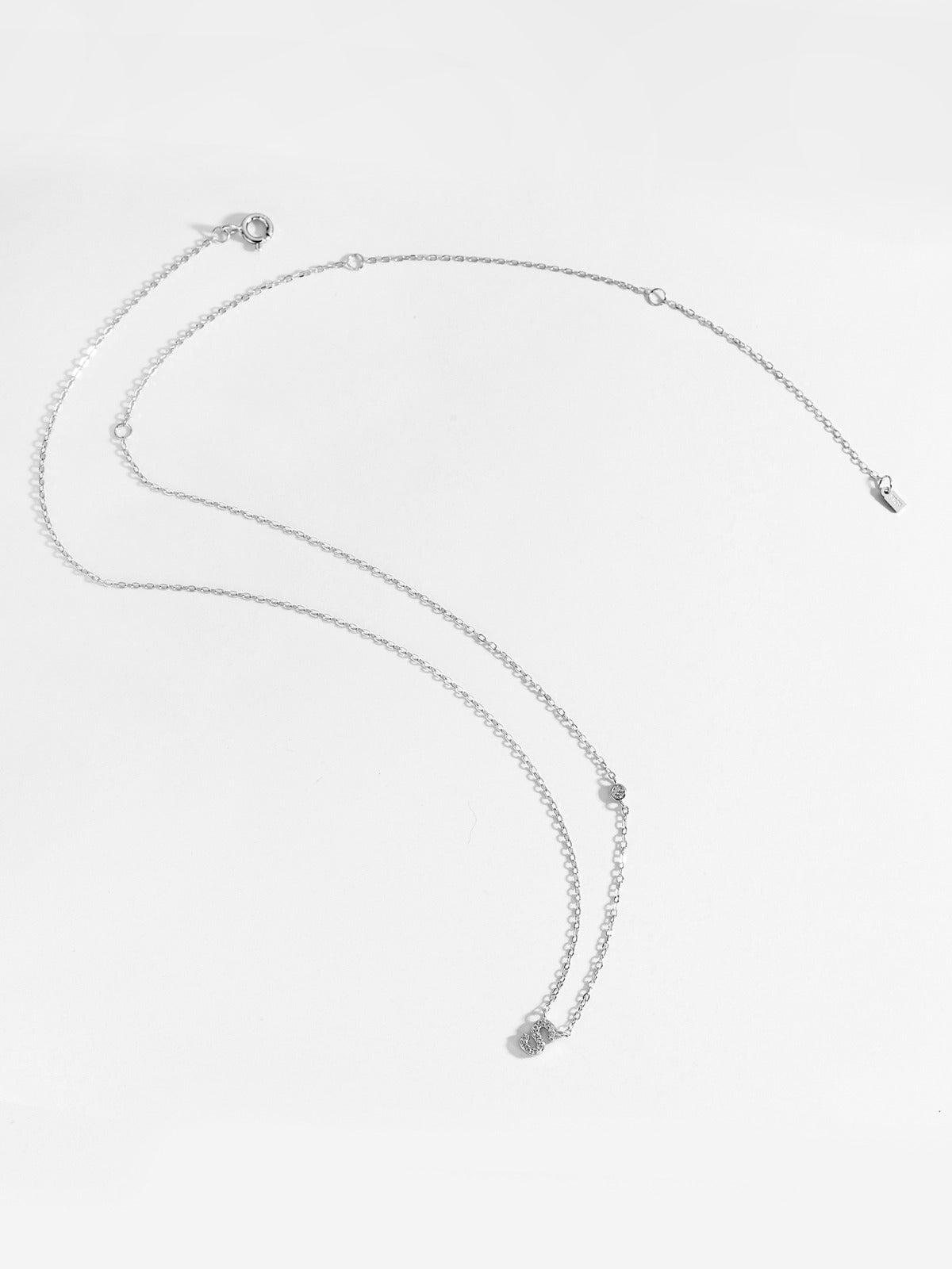 Initial Necklace S Letter Pendant Sterling Silver - Seven Gates