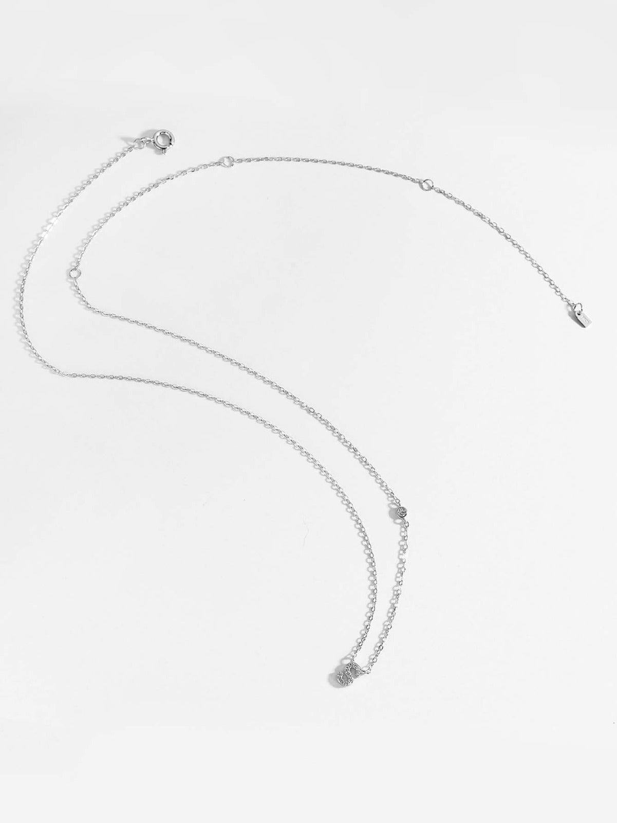 Initial Necklace S Letter Pendant Sterling Silver - Seven Gates