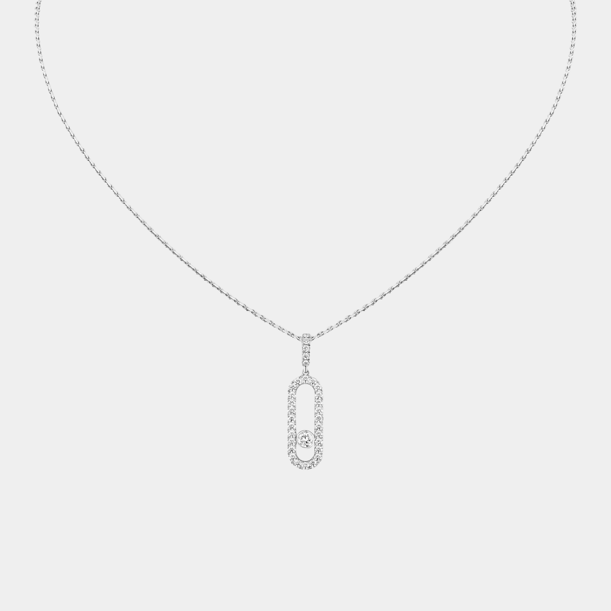 Messika Dupe Kinetic Pave Necklace With Moving Diamond Sterling Silver - Seven Gates