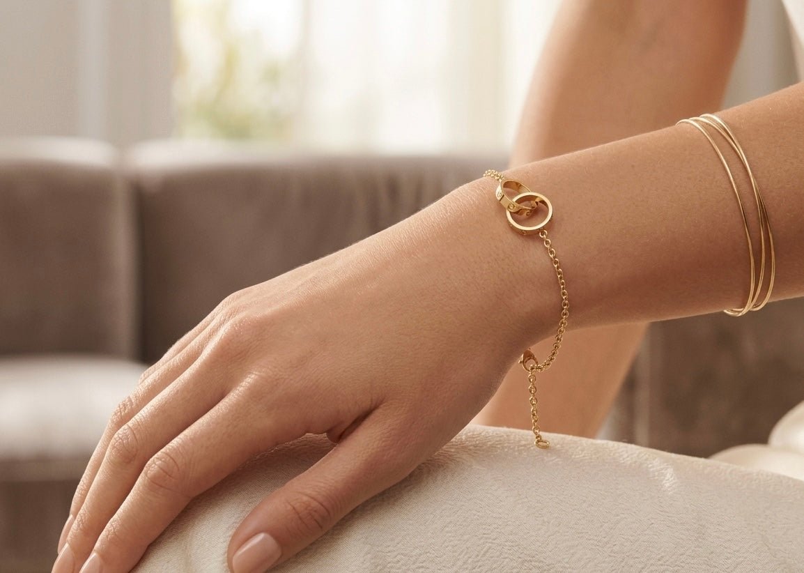 Love Bracelet 18k Gold Ring Interlocking Chain - Seven Gates