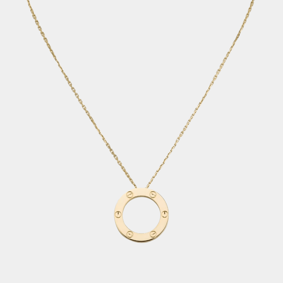 Love Necklace Round 18k Gold Pendant - Seven Gates