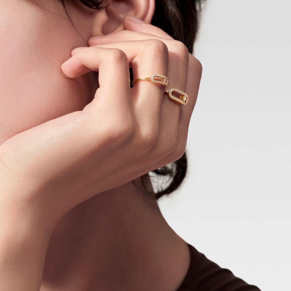 Move Pave Diamond Band Ring 18k Gold - Seven Gates