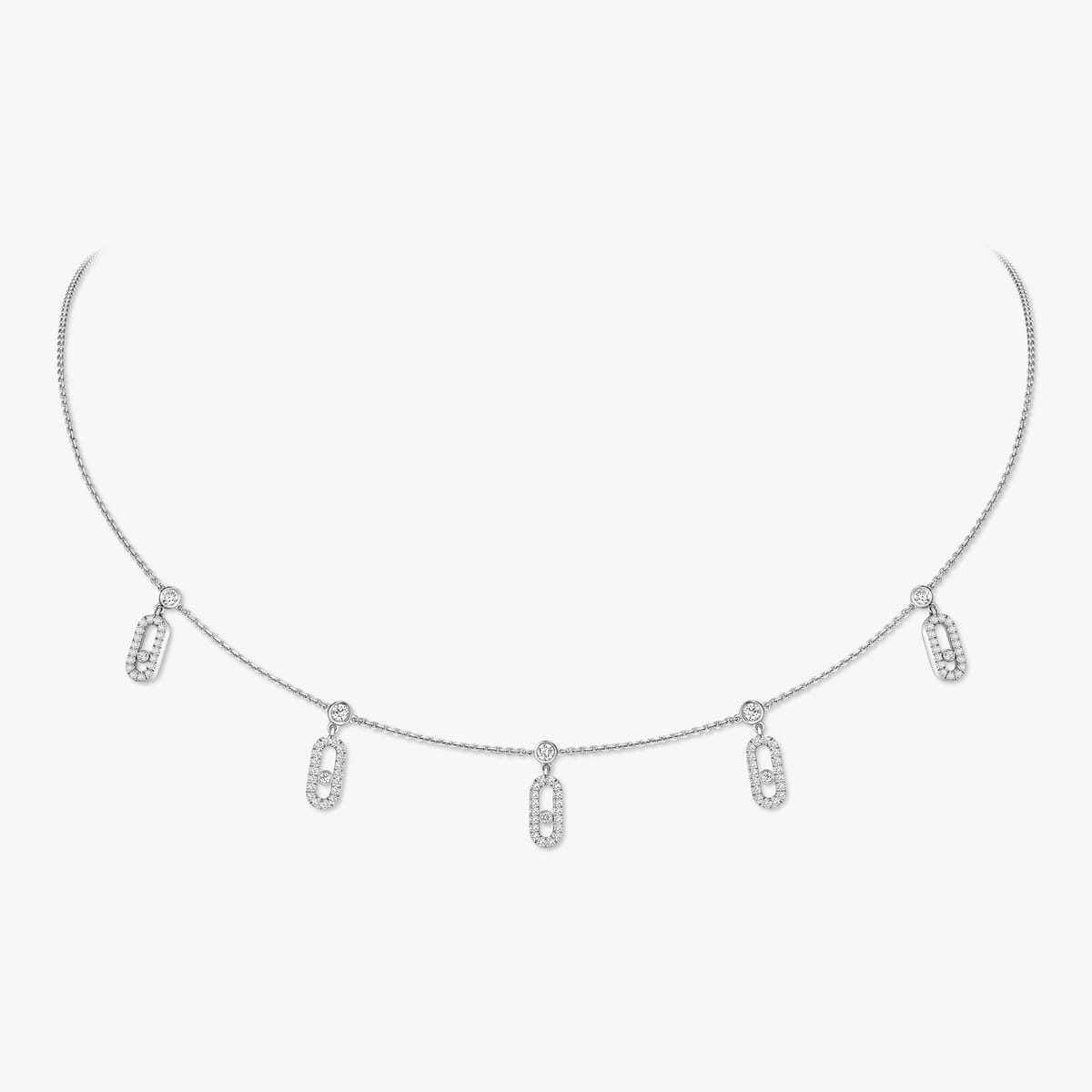 Move Pave Diamond Charm Necklace In Silver - Seven Gates
