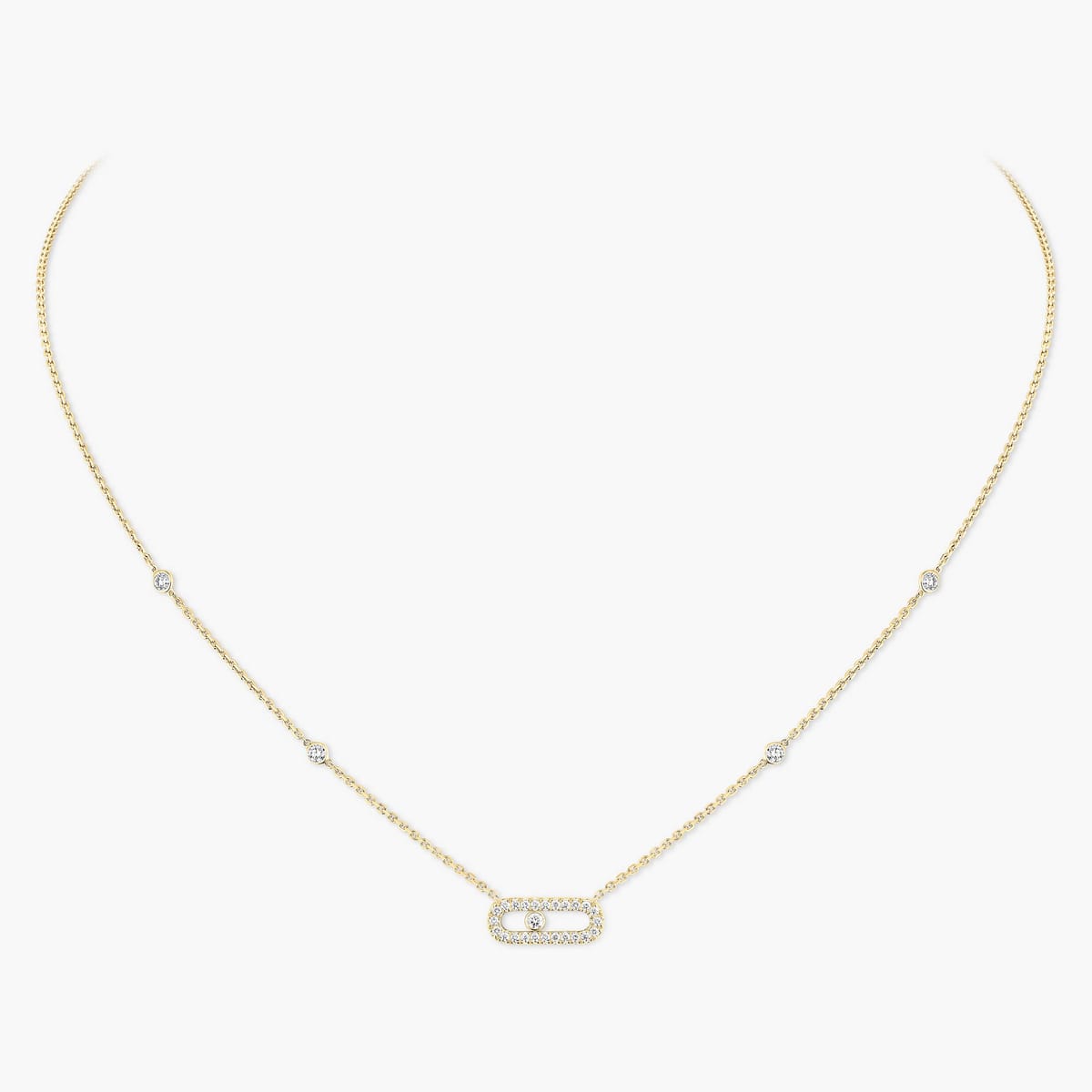 Move Pave Diamond Necklace 18k Gold - Seven Gates