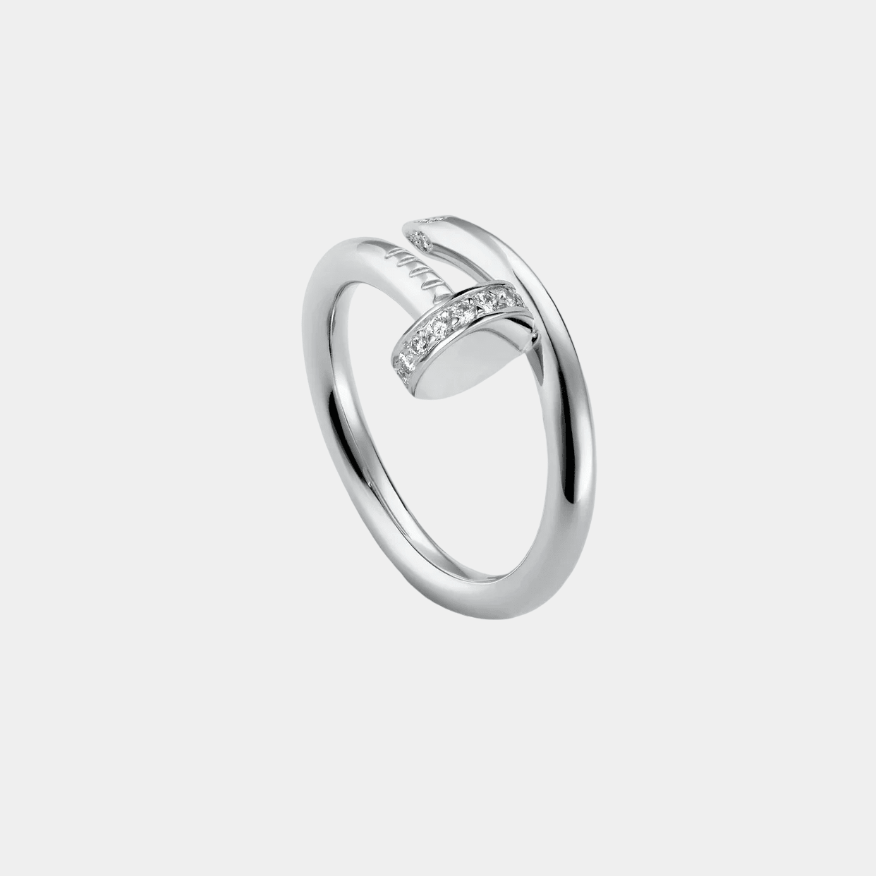 Silver Nail Ring Statement Piece With Diamonds - Seven Gates