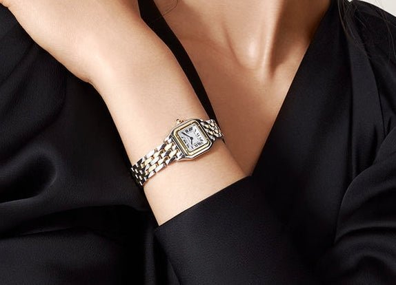 Square Dial Women Watch Roman Numeral Panther Quartz Time Piece 18k Gold - Seven Gates