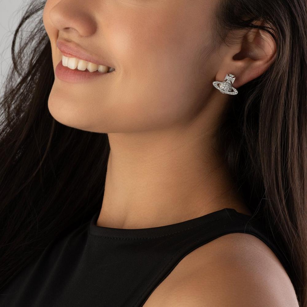 Vivienne Planet Earrings in Silver With Diamonds - Seven Gates