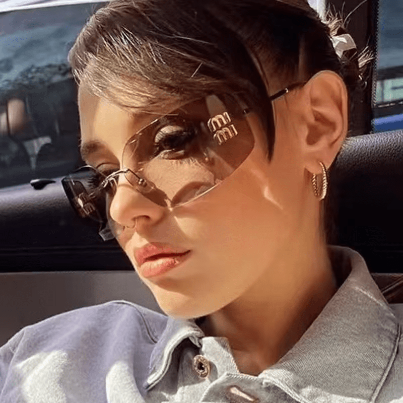 Women Branded Sunglasses Rimless Bronze Gradient - Seven Gates