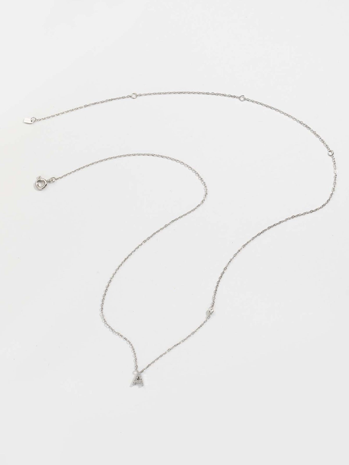 Initial Necklace A Letter Pendant Sterling Silver