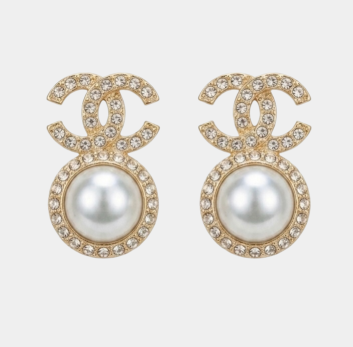 CC Pearl Earrings 18k Gold