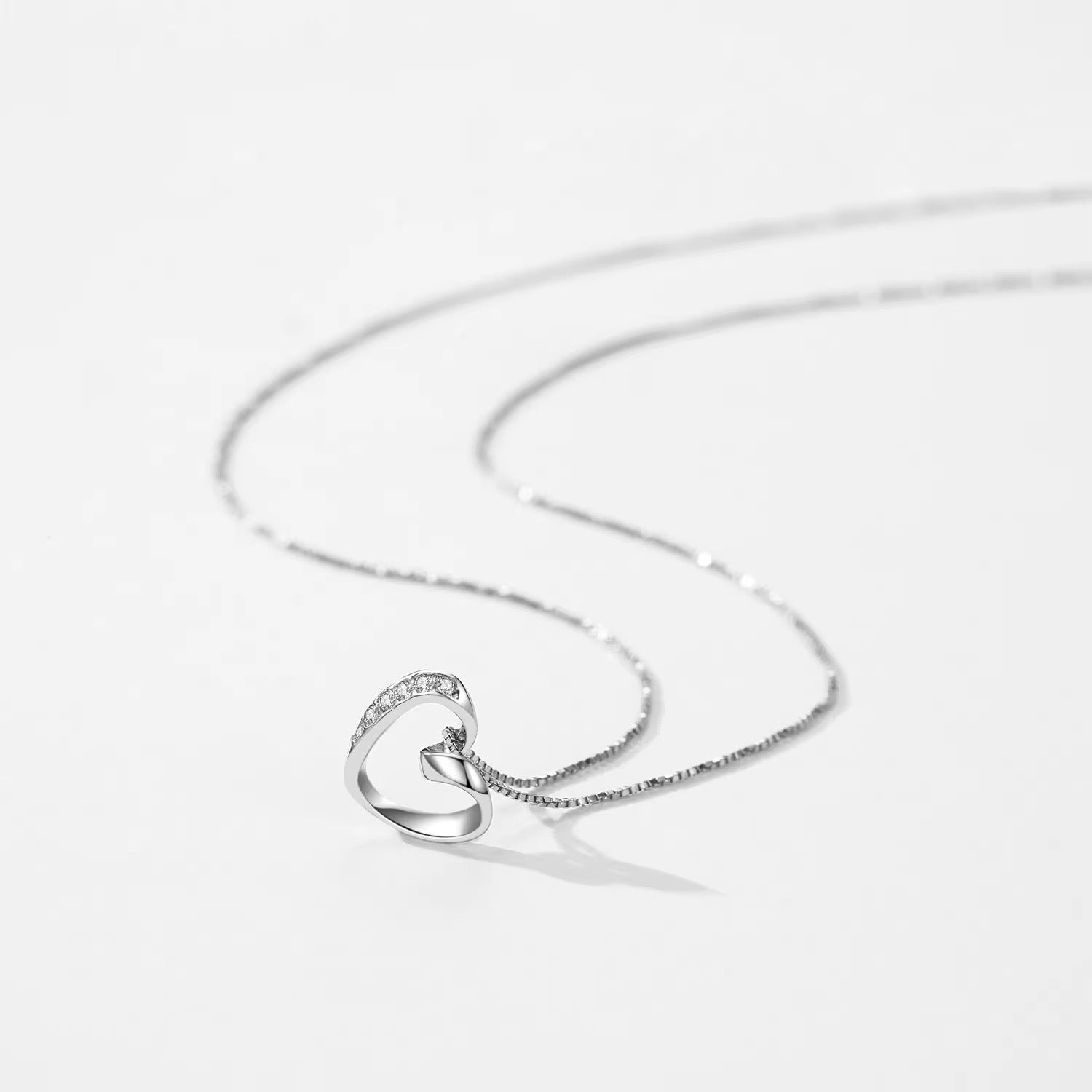 Infinity Love Heart Necklace Hallow Pendant In S925 Sterling Silver With Zircon