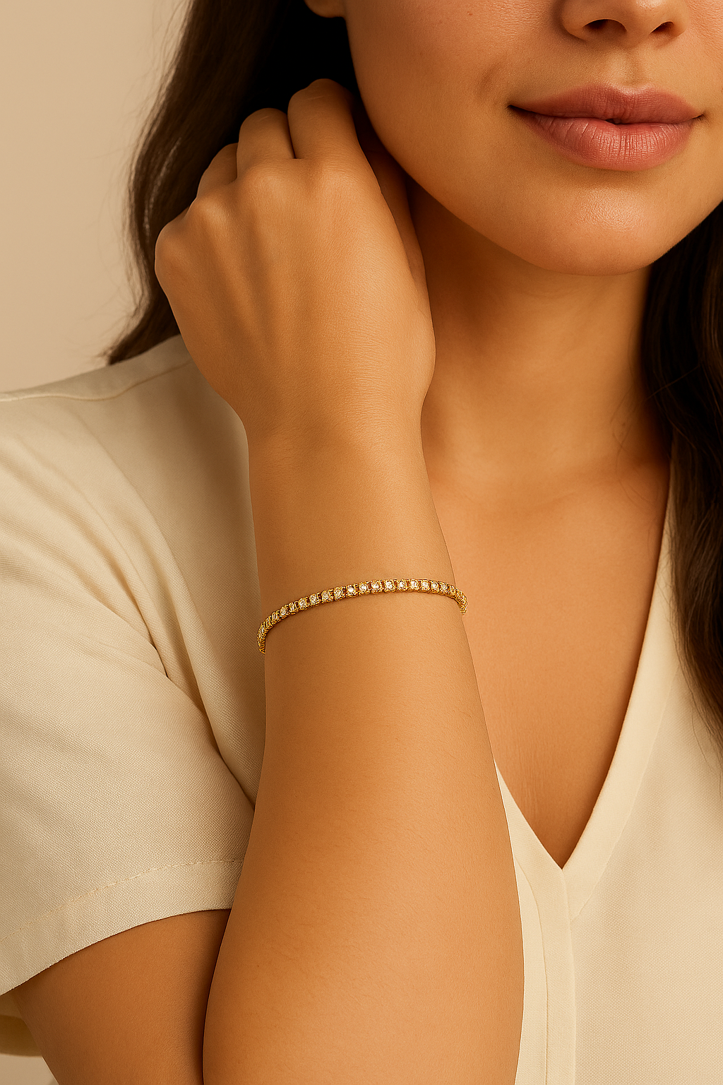 Adjustable Tennis Bracelet 18k Gold