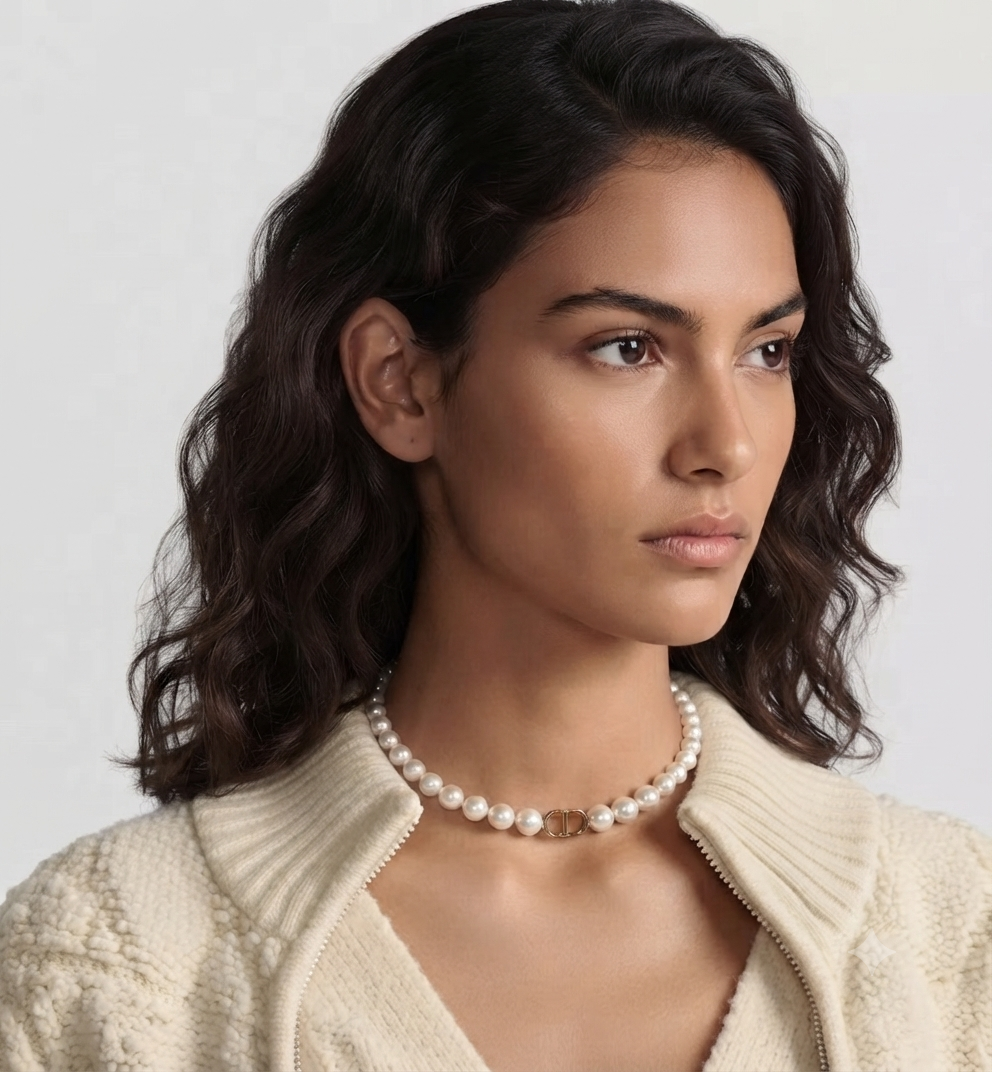 CD Pearl Necklace 18k Gold