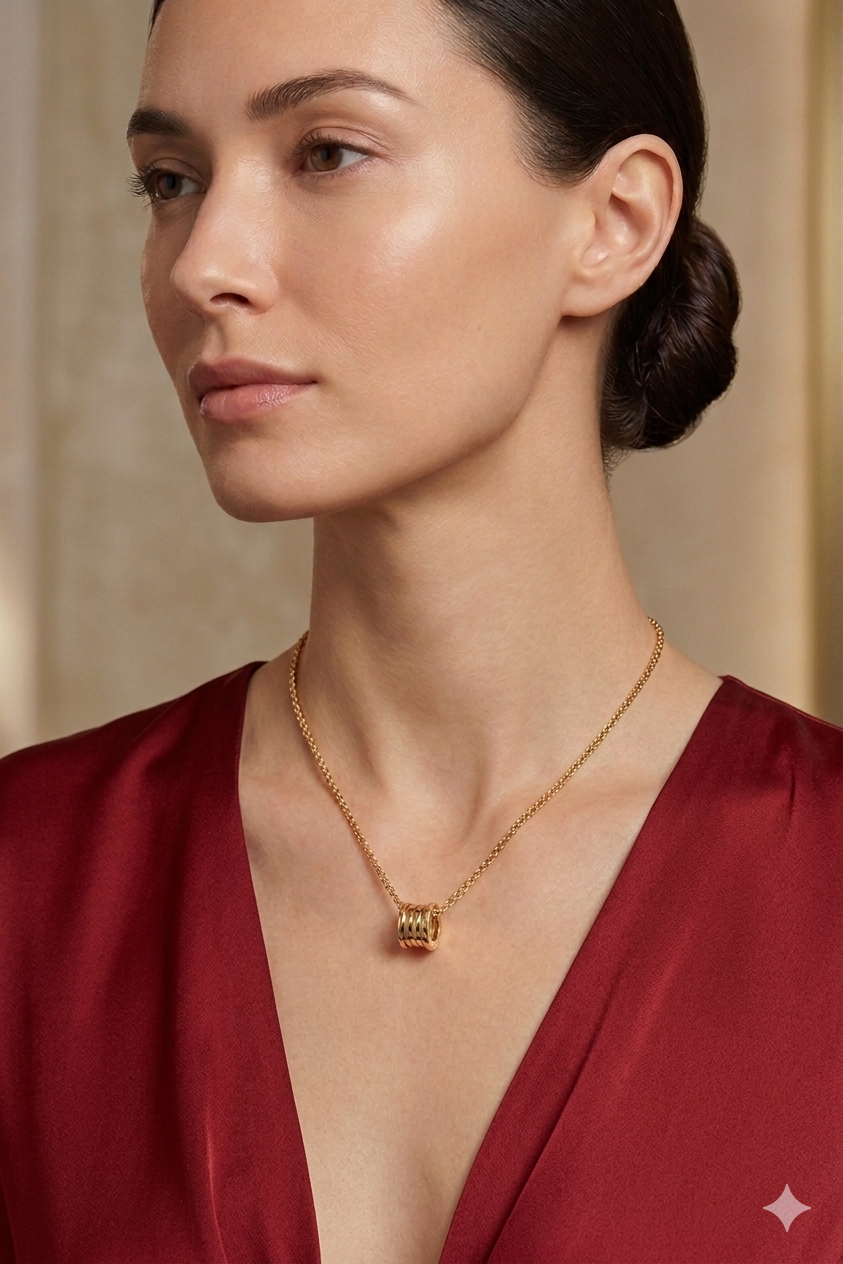 Ring Necklace Round Cut 18k Gold