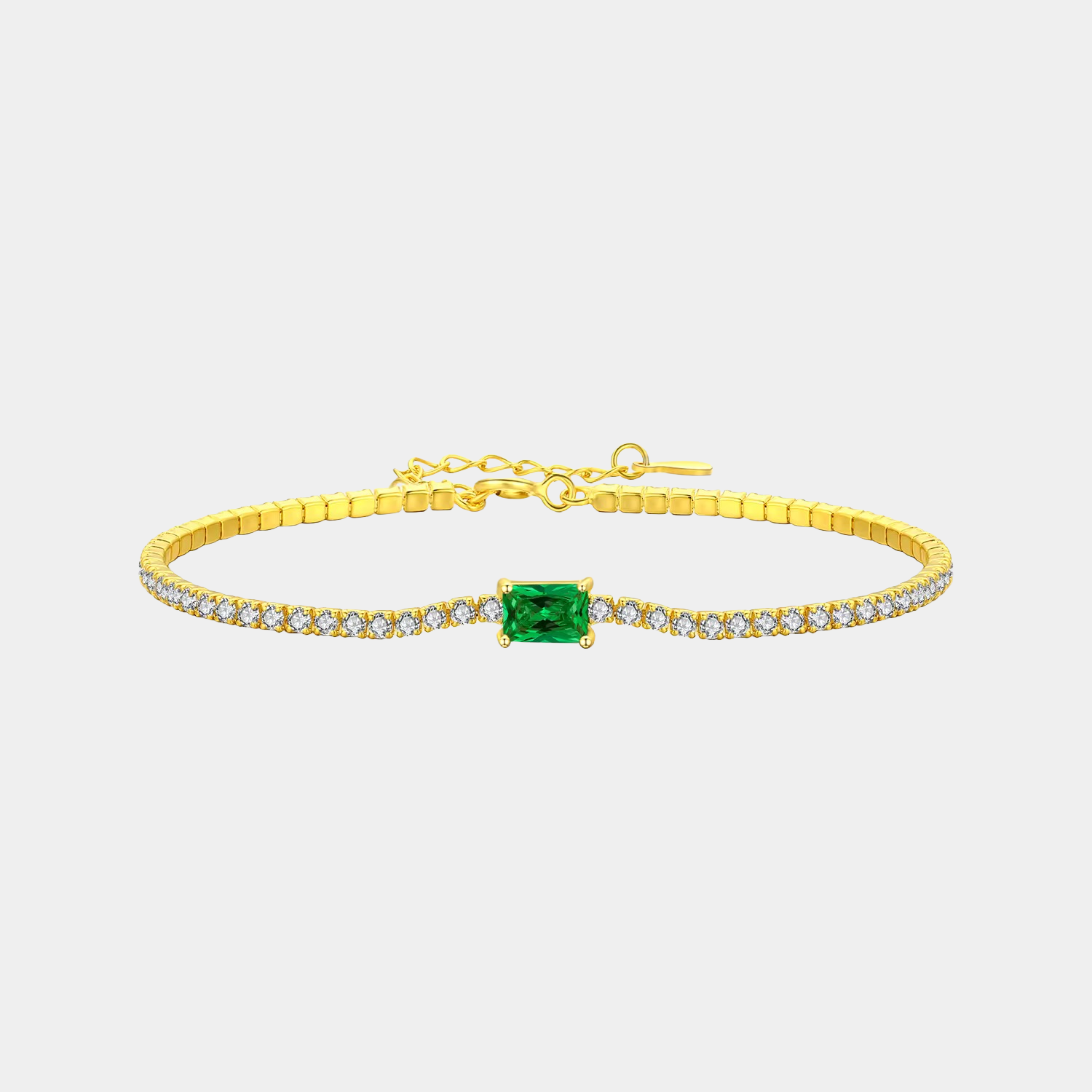 Emerald Halo Tennis Bracelet 18k Gold