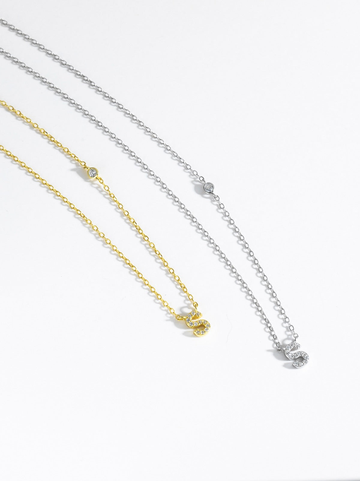 Initial Necklace S Letter Pendant Sterling Silver