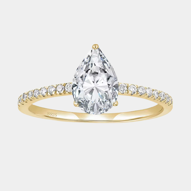 Pear Cut Engagement Ring Diamond Collection Halo 18k Gold Solitaire Pave