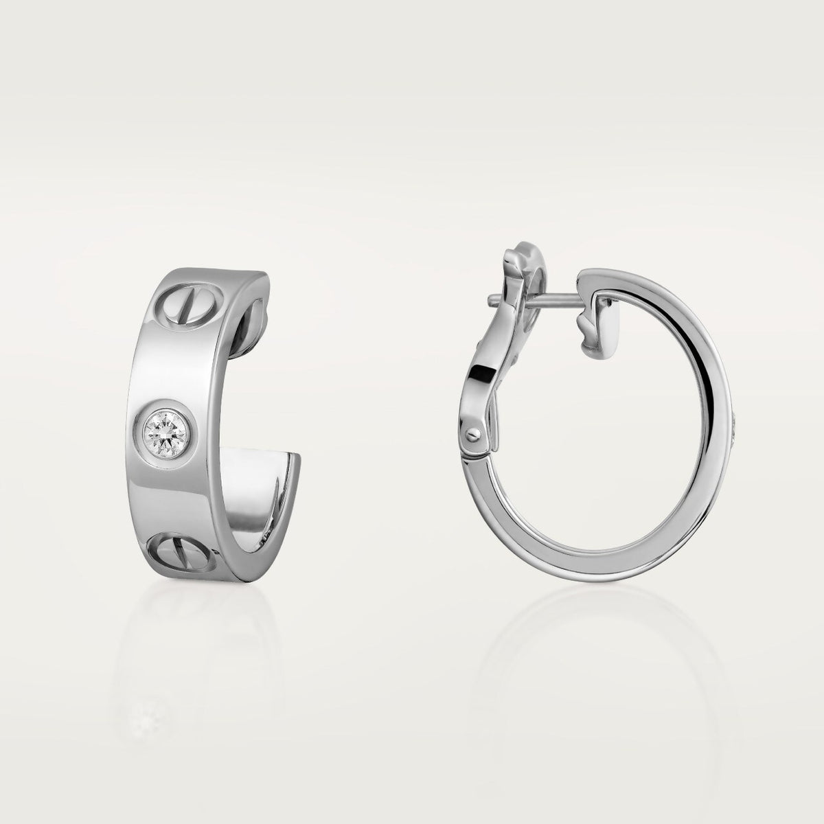 Love Hoop Earrings With Diamonds In Silver