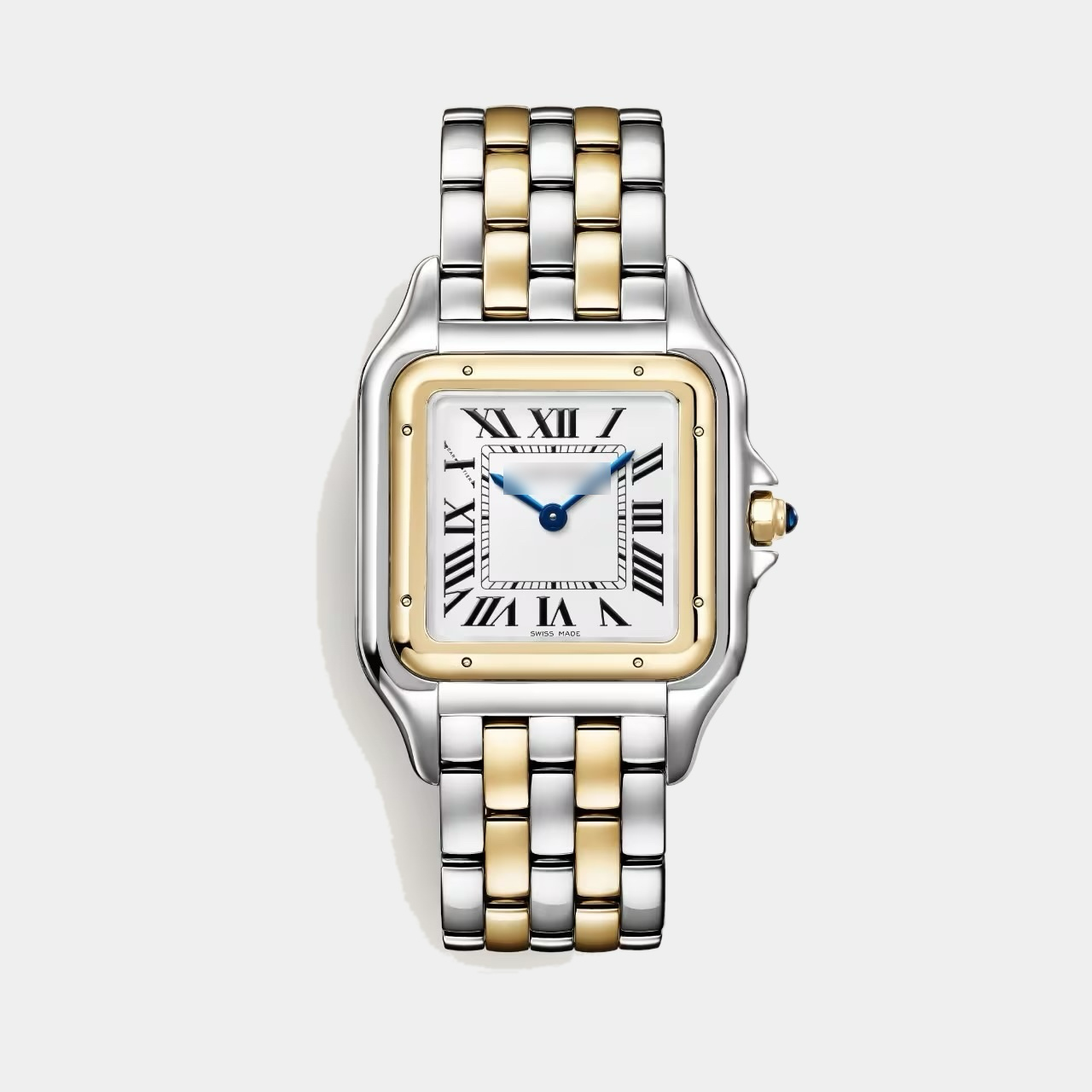 Square Dial Women Watch Roman Numeral Panther Quartz Time Piece 18k Gold